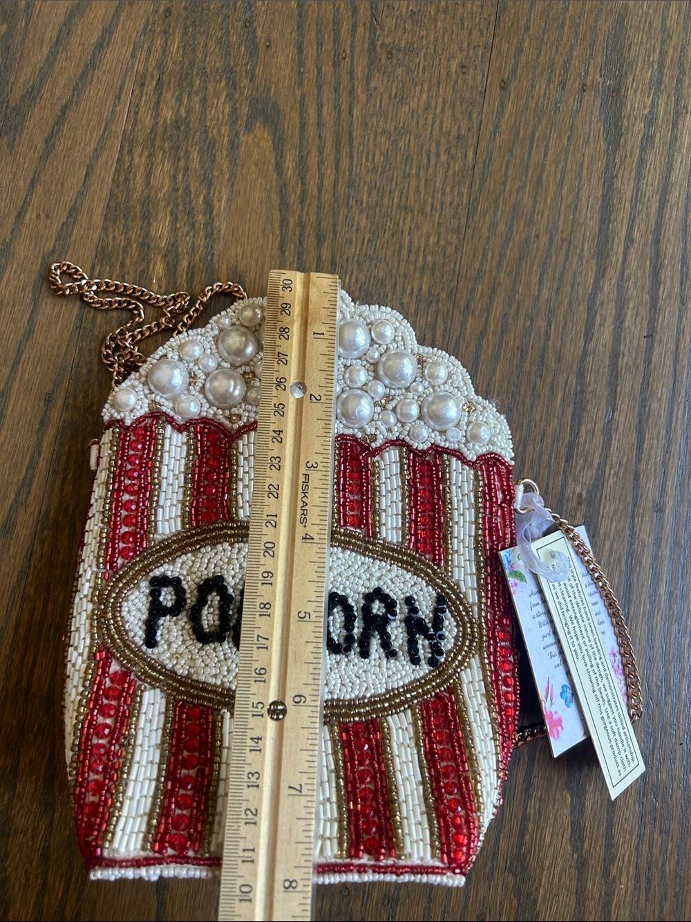 Popcorn Beaded Shoulder Bag - White & Red viral TikTok - Picture 5 of 6
